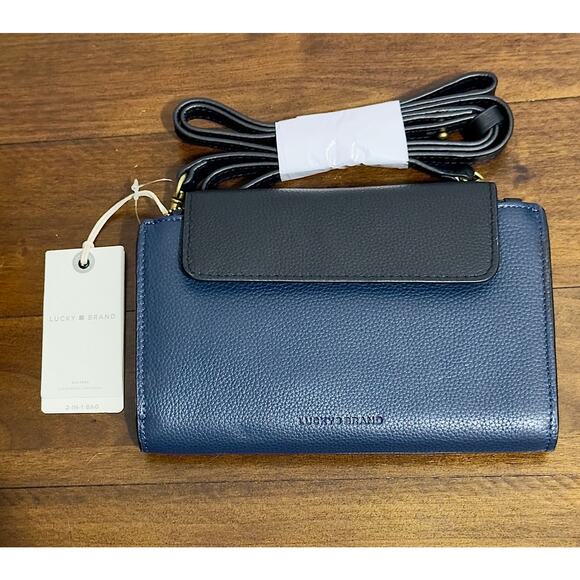 NWT: Lucky Brand - Women's Leather, Navy Blazer, Convertible, Azbi Crossbody Bag - Picture 7 of 9